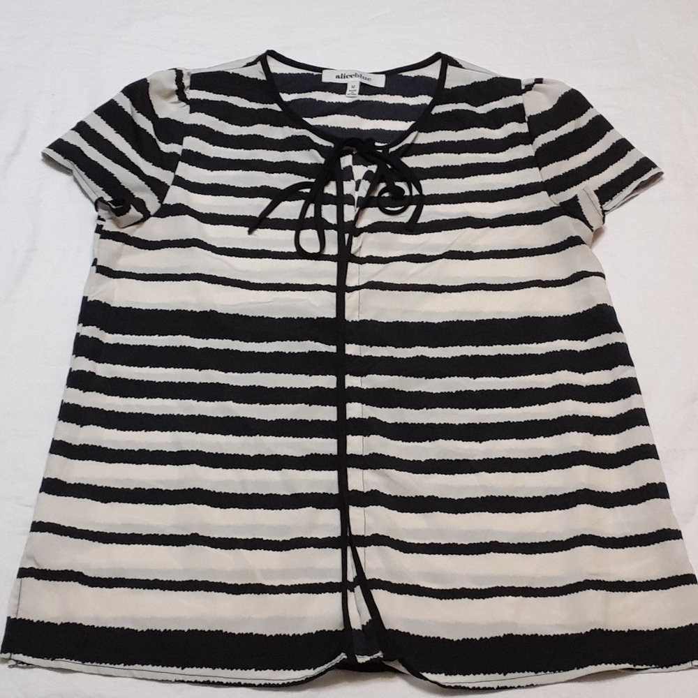 Women's Blouse Like New Black Striped Medium M
